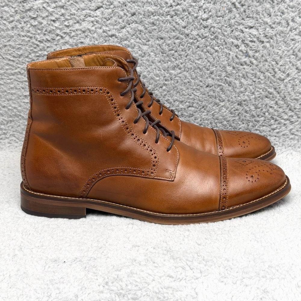 Johnston & Murphy XC Flex Cap Toe Mens Size 10.5 Ankle Boots Brown Leather Zip